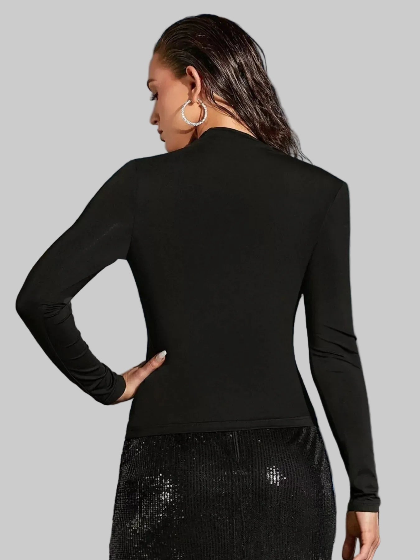 Asymmetrical Cutout Ruched Long Sleeve Top Stretch Fitted Blouse Shirts & Tops The Nichole Collection - Official Site