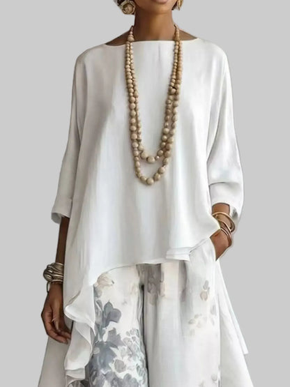 Asymmetrical Hem Top and Floral Pants Set The Nichole Collection - Official Site