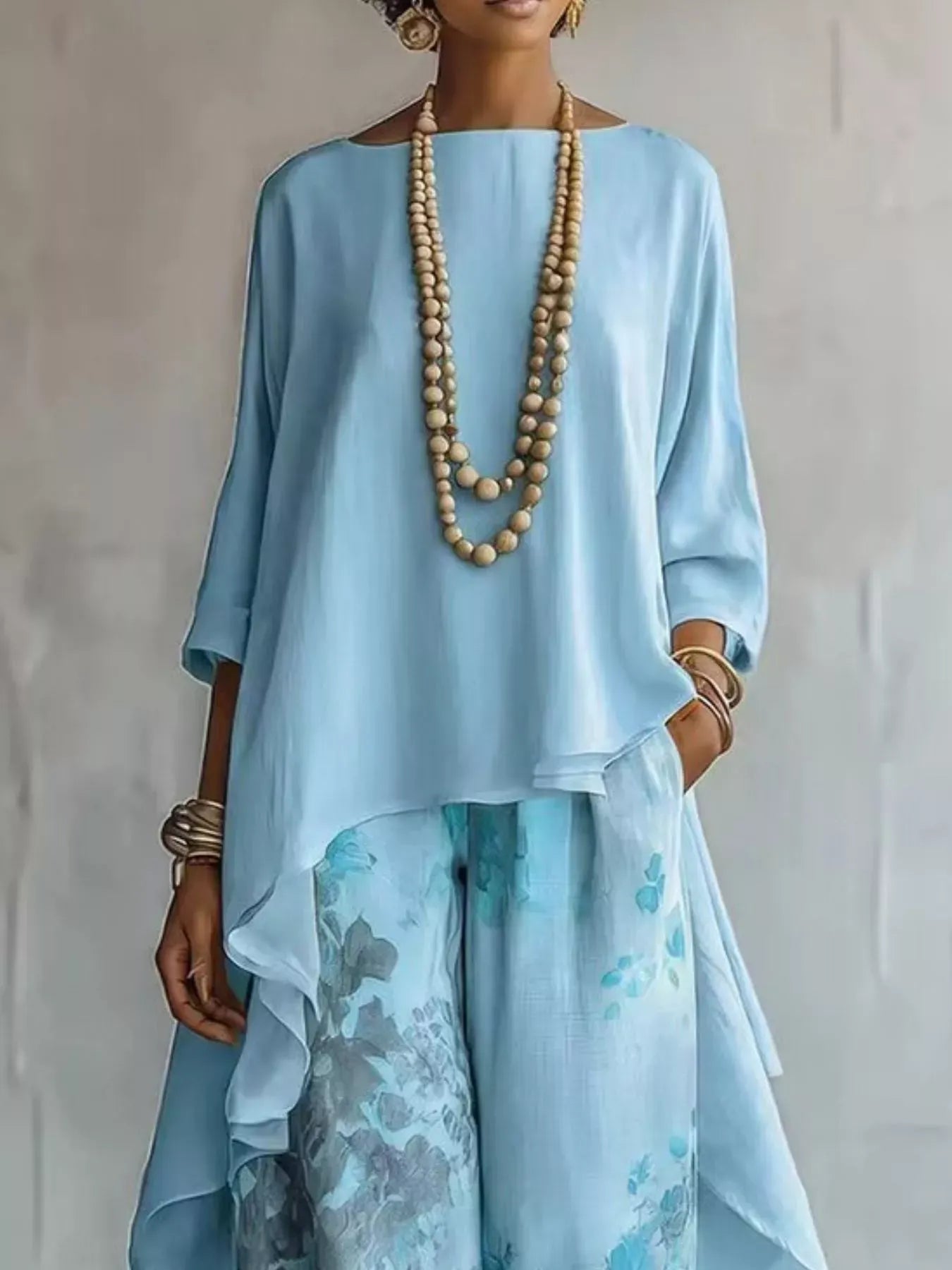 Asymmetrical Hem Top and Floral Pants Set The Nichole Collection - Official Site