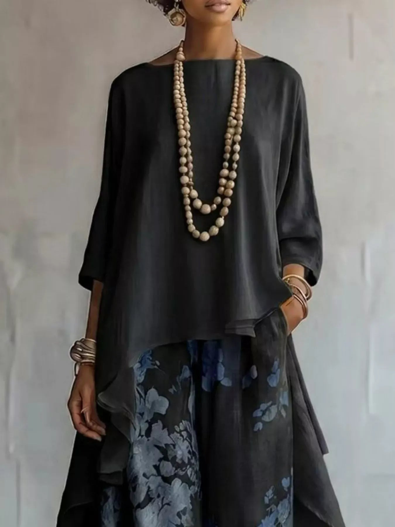 Asymmetrical Hem Top and Floral Pants Set The Nichole Collection - Official Site