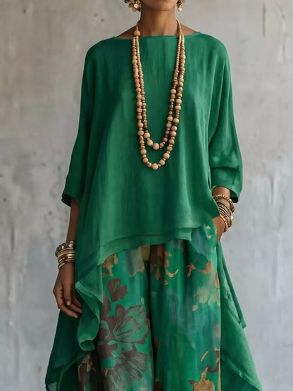 Asymmetrical Hem Top and Floral Pants Set The Nichole Collection - Official Site
