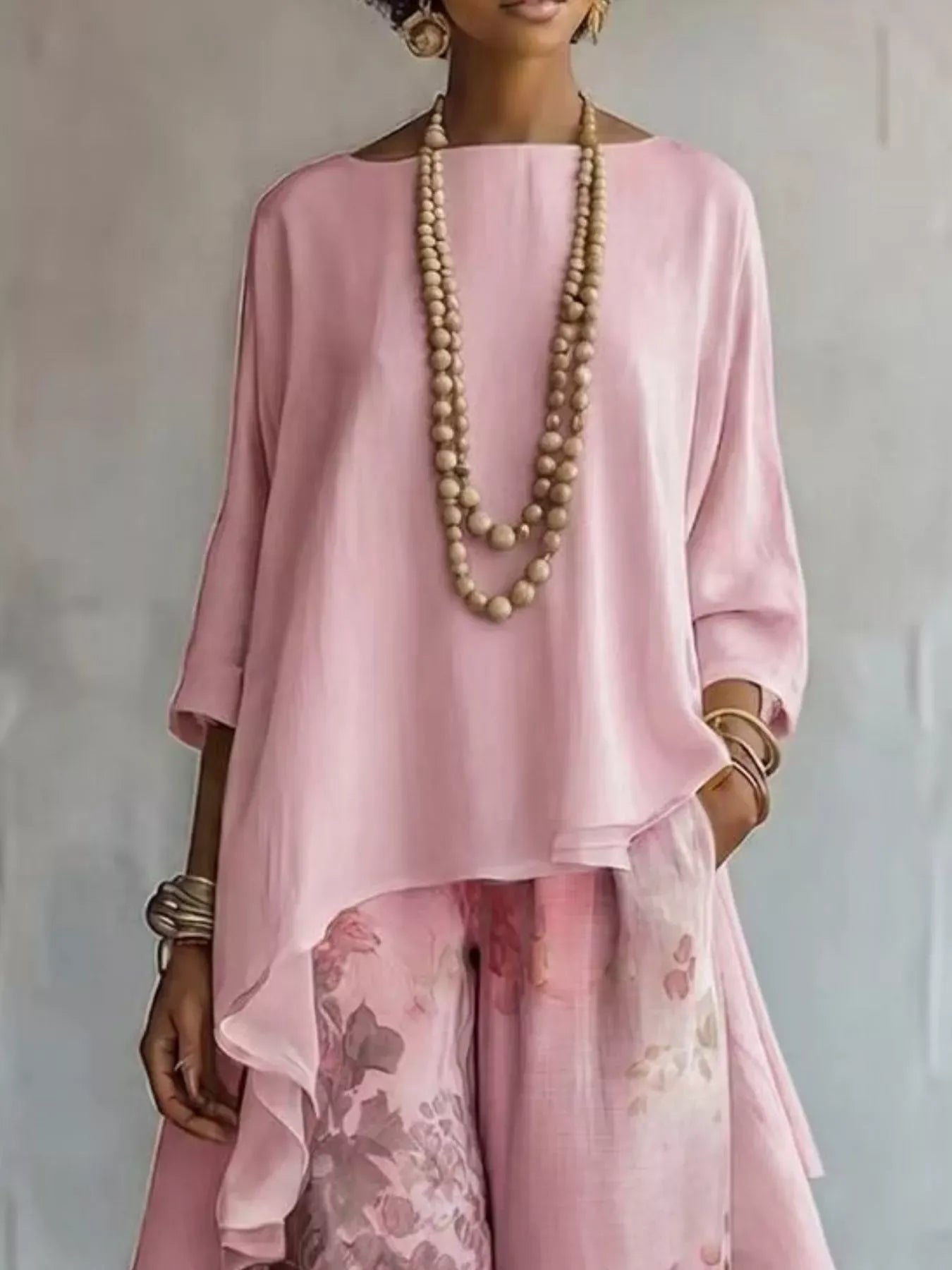 Asymmetrical Hem Top and Floral Pants Set The Nichole Collection - Official Site