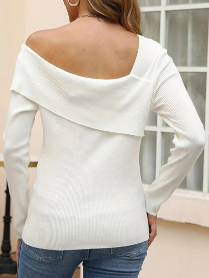 Asymmetrical One Shoulder Knit Top Trendsi