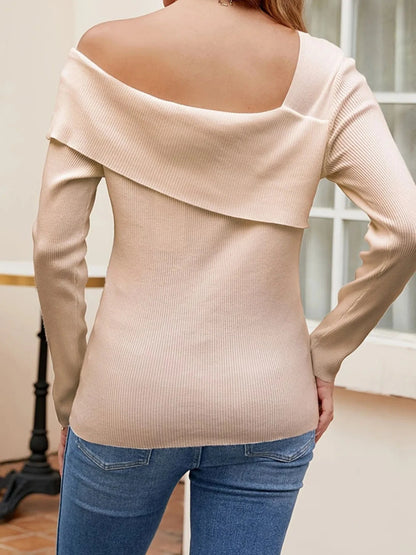Asymmetrical One Shoulder Knit Top Trendsi