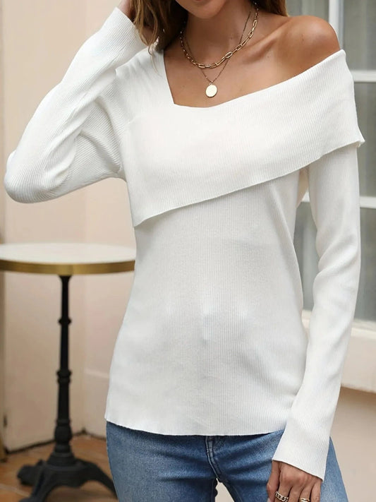 Asymmetrical One Shoulder Knit Top Trendsi