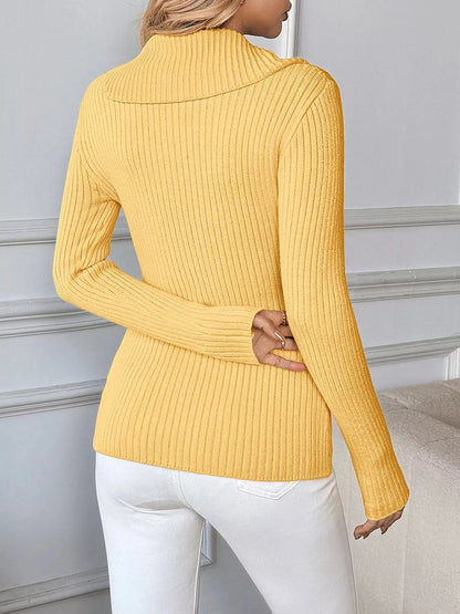 Asymmetrical Ribbed Button Up Cardigan The Nichole Collection