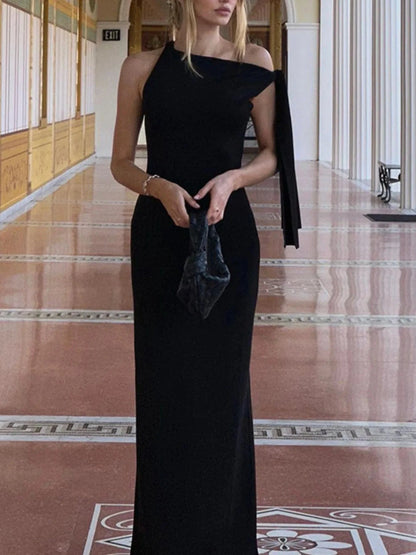 Asymmetrical Tied Sleeveless Maxi Dress Dresses The Nichole Collection