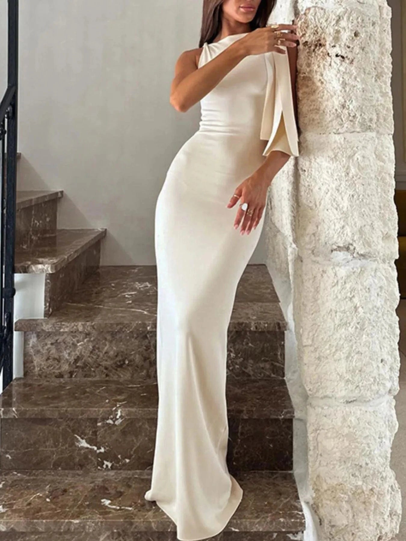 Asymmetrical Tied Sleeveless Maxi Dress Dresses The Nichole Collection