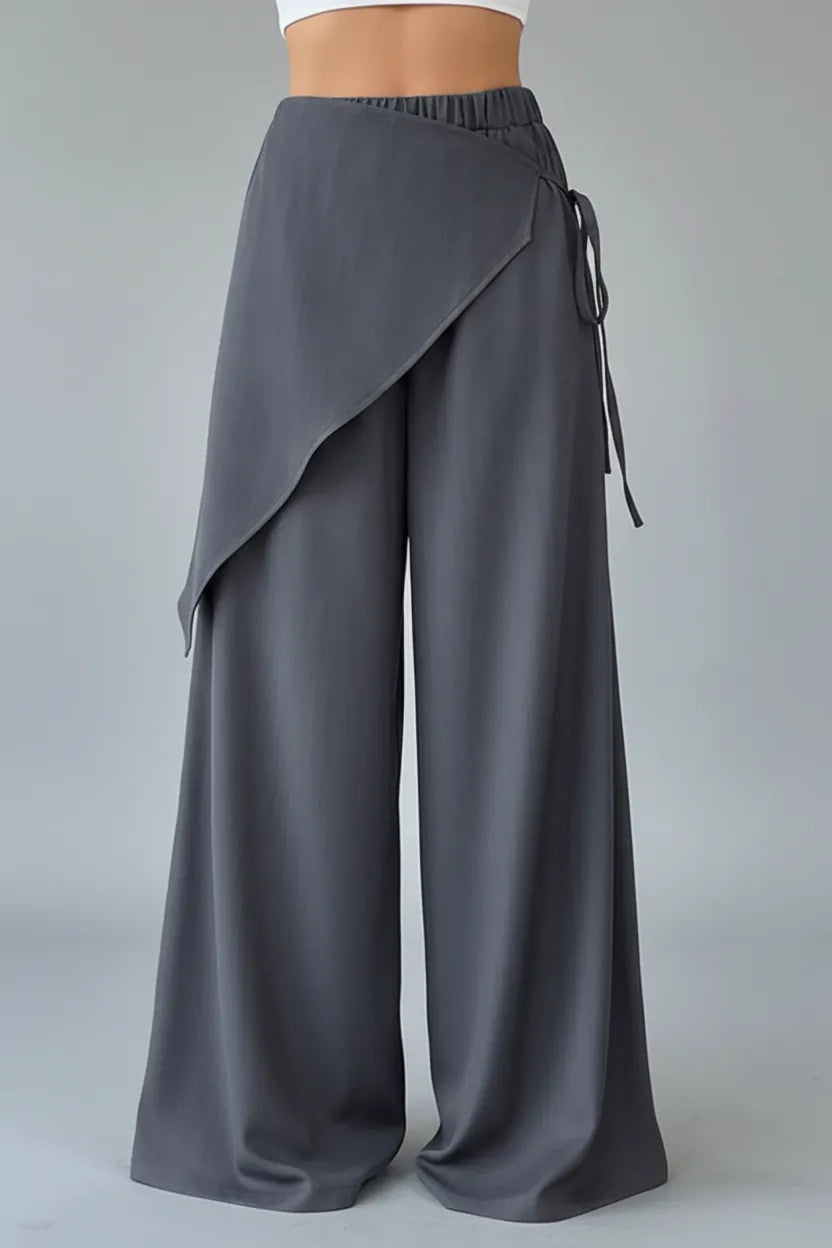 Asymmetrical Wrap Wide-Leg Pants The Nichole Collection - Official Site