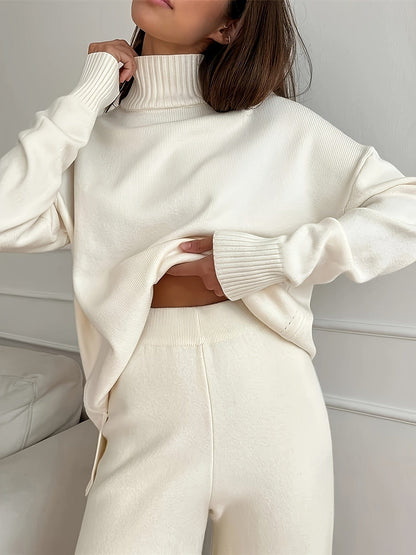Autumn Ladies' Turtleneck Sweater with Straight Leg Pants 2pcs Set The Nichole Collection