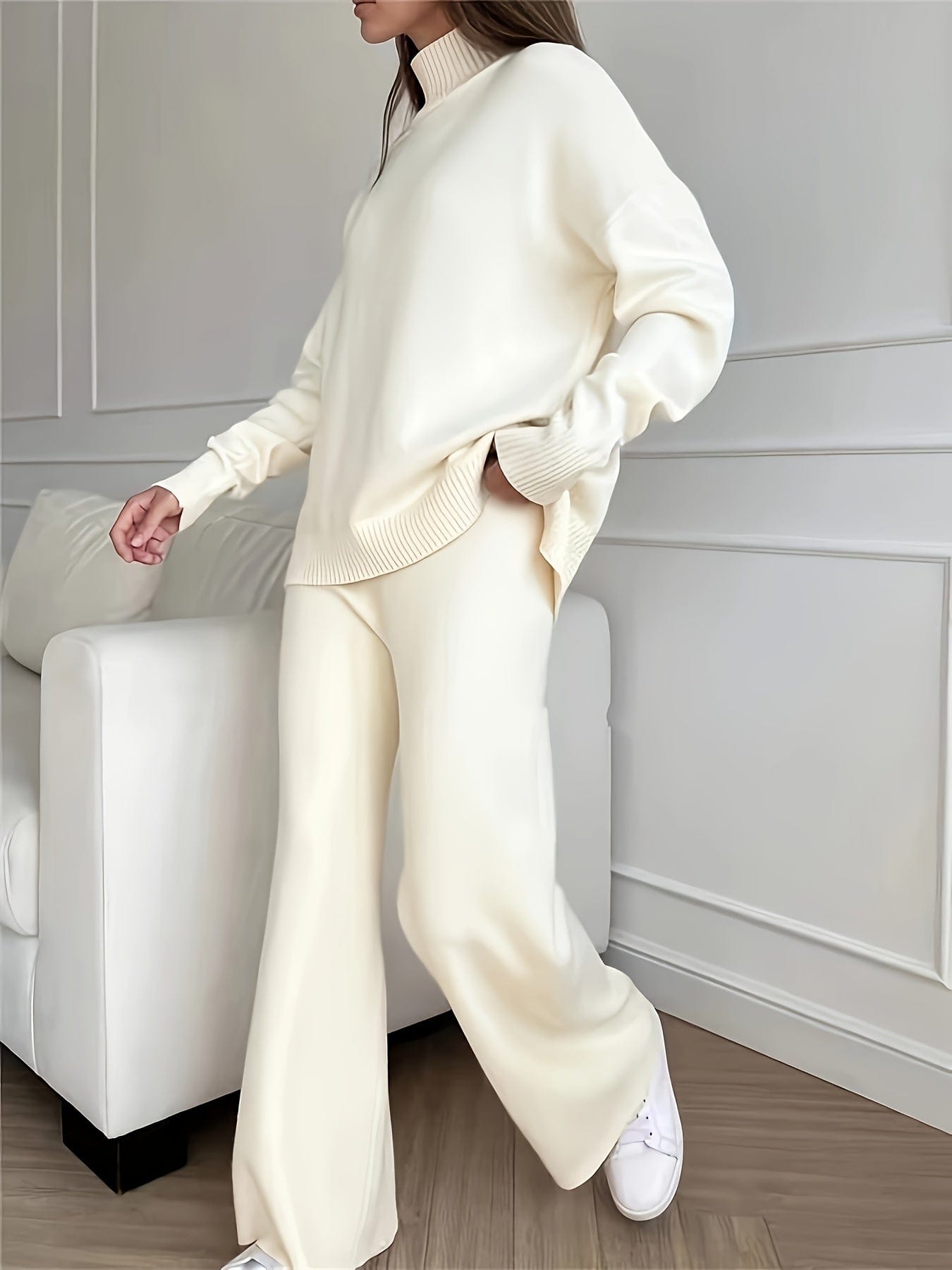 Autumn Ladies' Turtleneck Sweater with Straight Leg Pants 2pcs Set The Nichole Collection