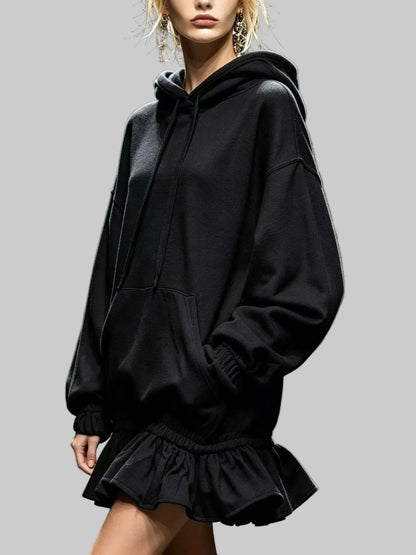HOODED SWEATSHIRT RUFFLED MINI DRESS The Nichole Collection - Official Site