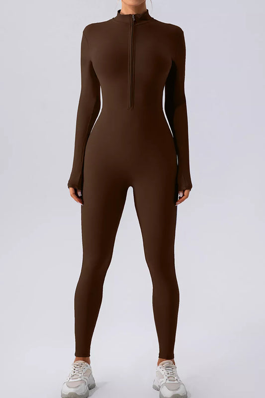 Half-Zip Mock-Neck Active Jumpsuit The Nichole Collection - Official Site