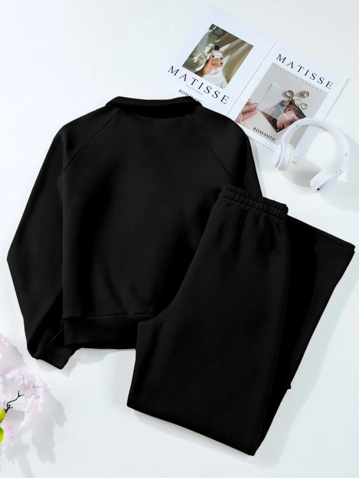 Collared Sweatshirt and High-Waisted Pants Set The Nichole Collection - Official Site