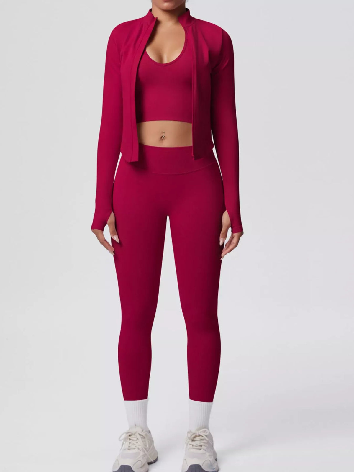 Tank, Zip-Up Jacket and Leggings Active Set The Nichole Collection - Official Site