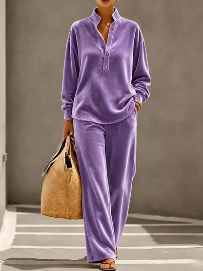 THE RELAXED VELVET WIDE-LEG SET The Nichole Collection - Official Site