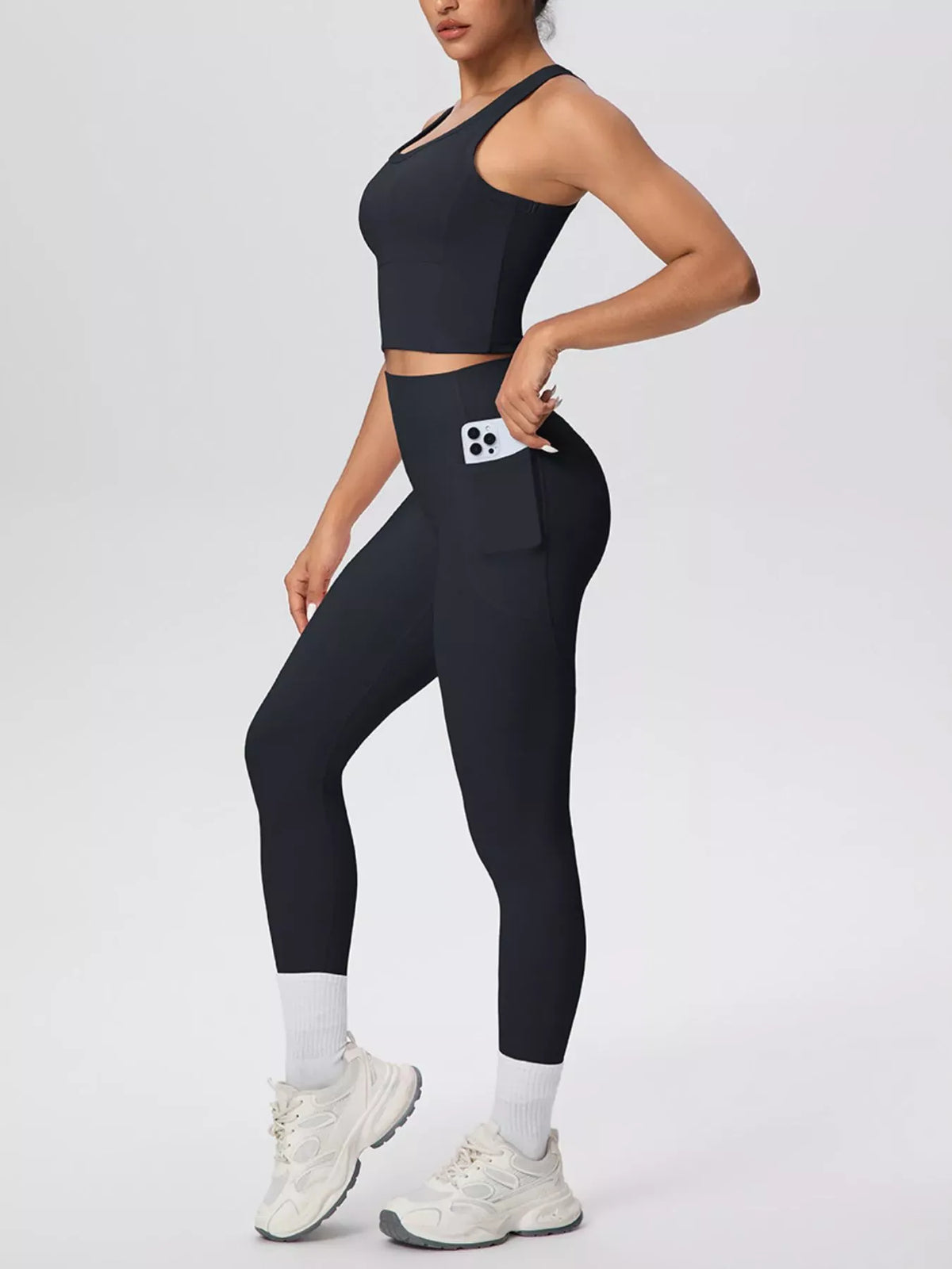 Scoop-Neck Tank and High-Waisted Leggings Active Set The Nichole Collection - Official Site