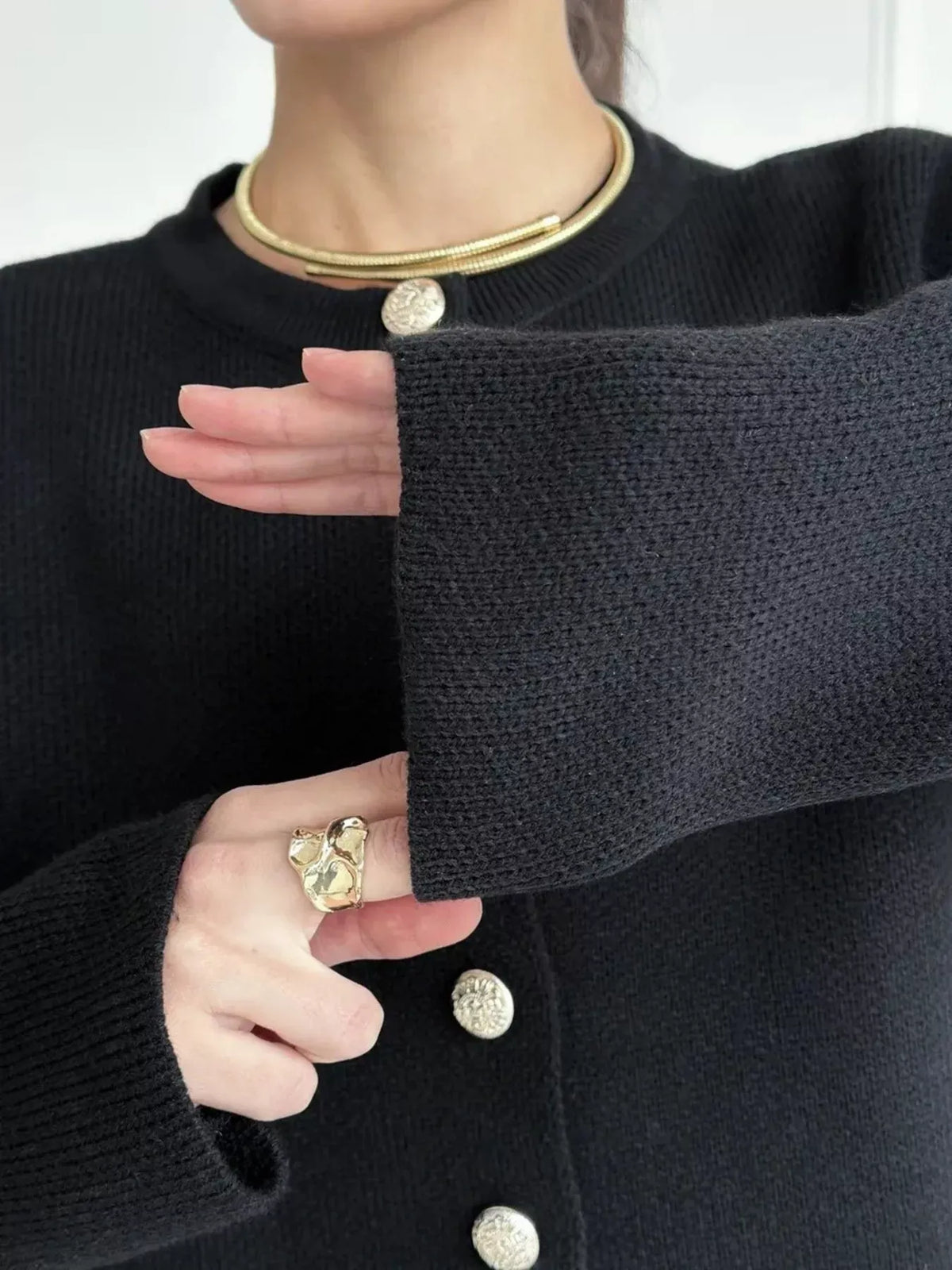 Decorative-Button Crew-Neck Knit Cardigan The Nichole Collection - Official Site