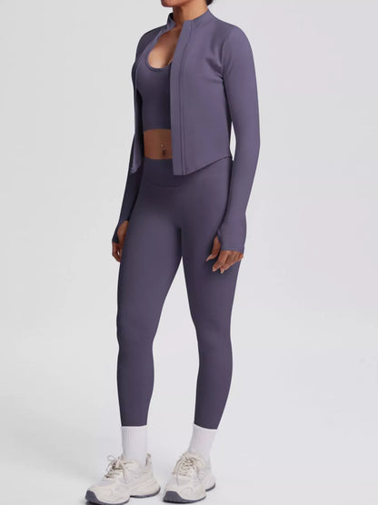 Tank, Zip-Up Jacket and Leggings Active Set The Nichole Collection - Official Site