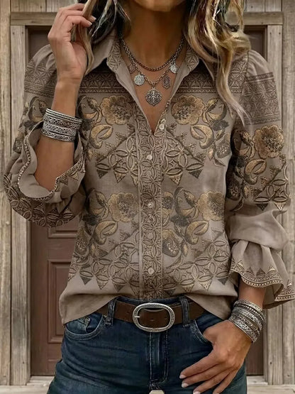 Floral Print Ruffle Button-Down Shirt The Nichole Collection - Official Site