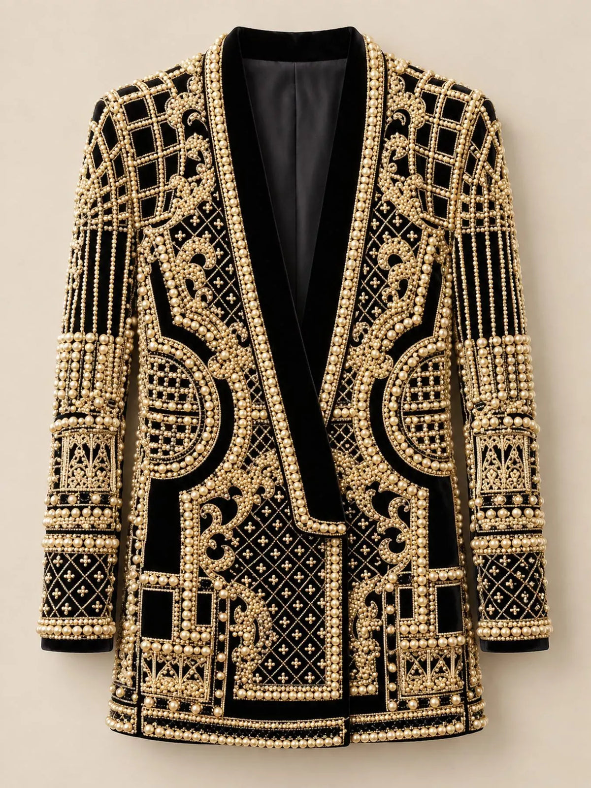 Pearl-Embellished One-Button Blazer The Nichole Collection