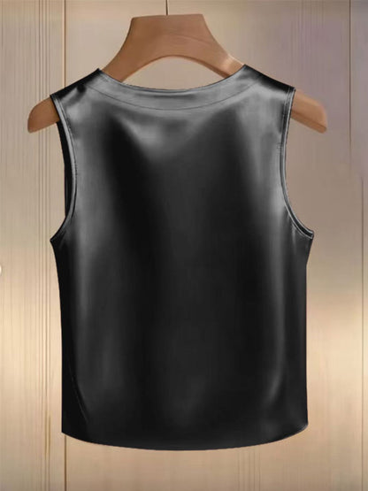 Pearl-Embellished Satin Blouse The Nichole Collection