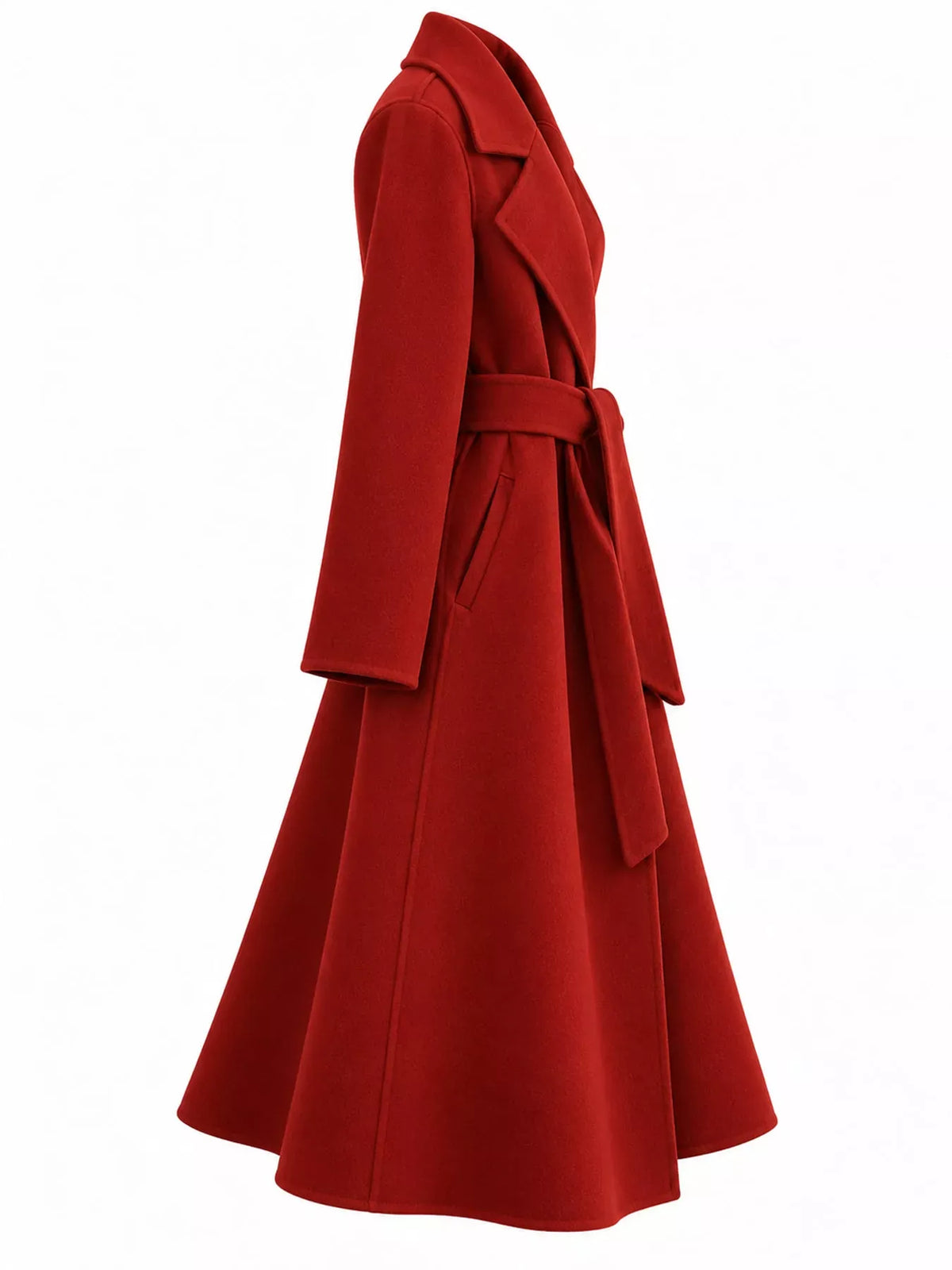 Longline Wool Coat with Waist-Defining Belt The Nichole Collection