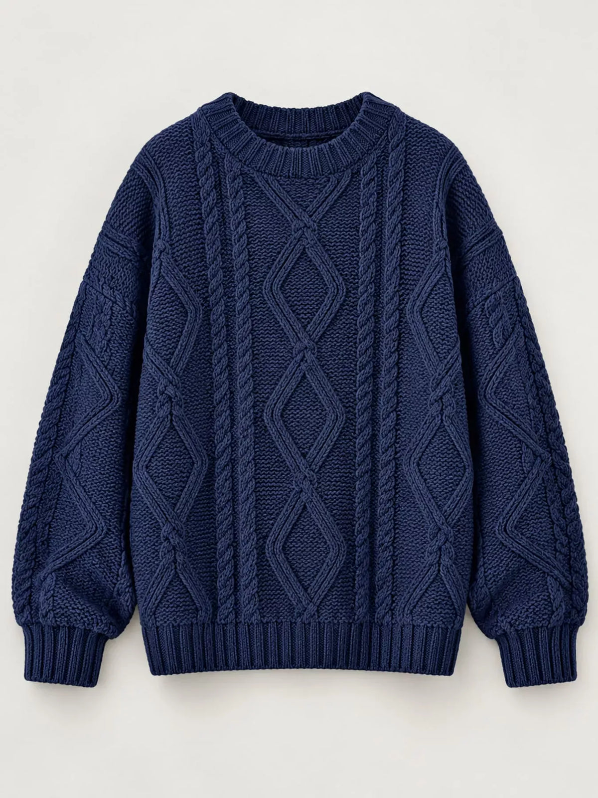 Cable-Knit Round-Neck Sweater The Nichole Collection