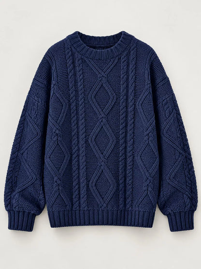 Cable-Knit Round-Neck Sweater The Nichole Collection