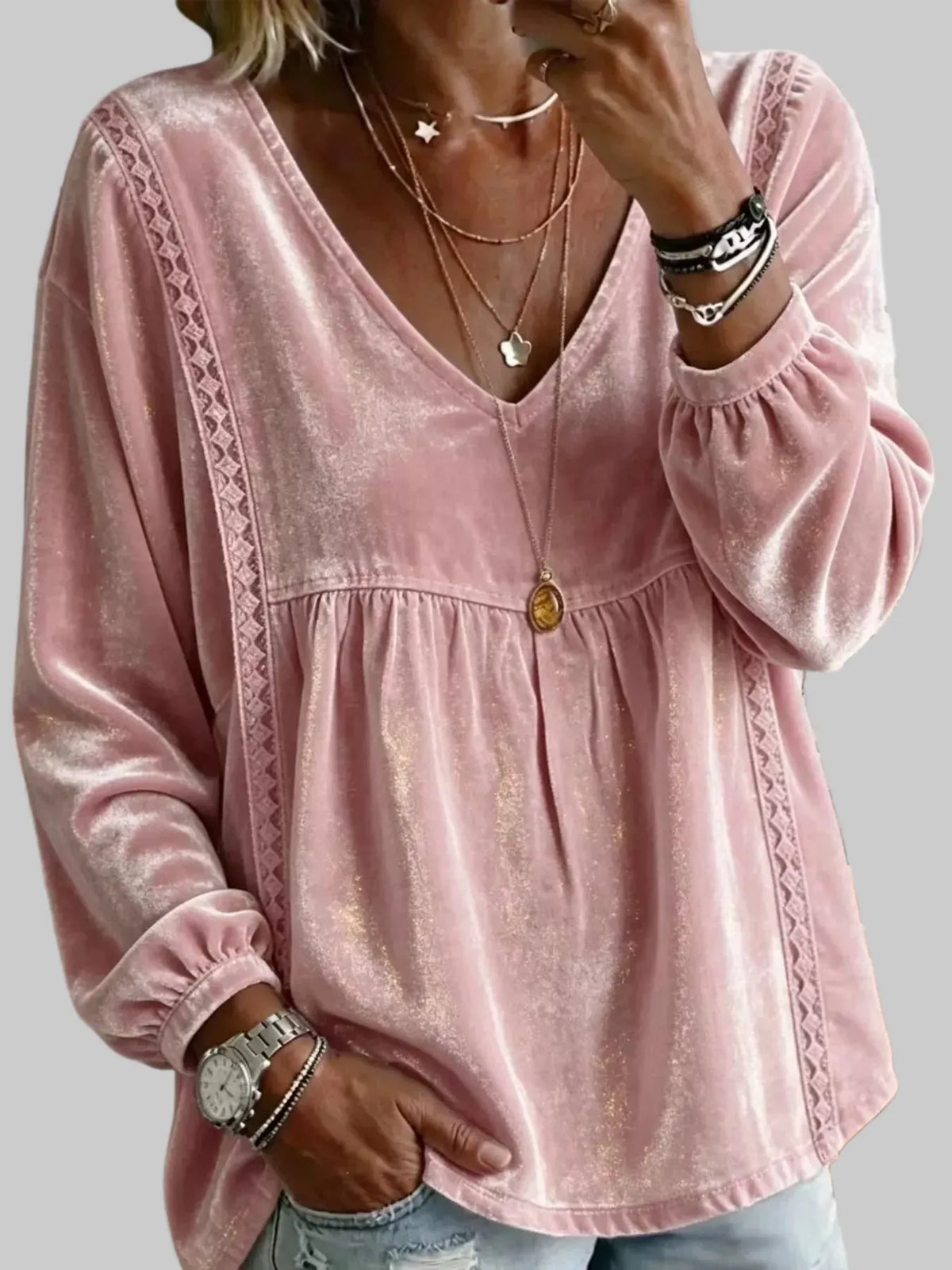 BABYDOLL VELVET LACE BLOUSE The Nichole Collection - Official Site