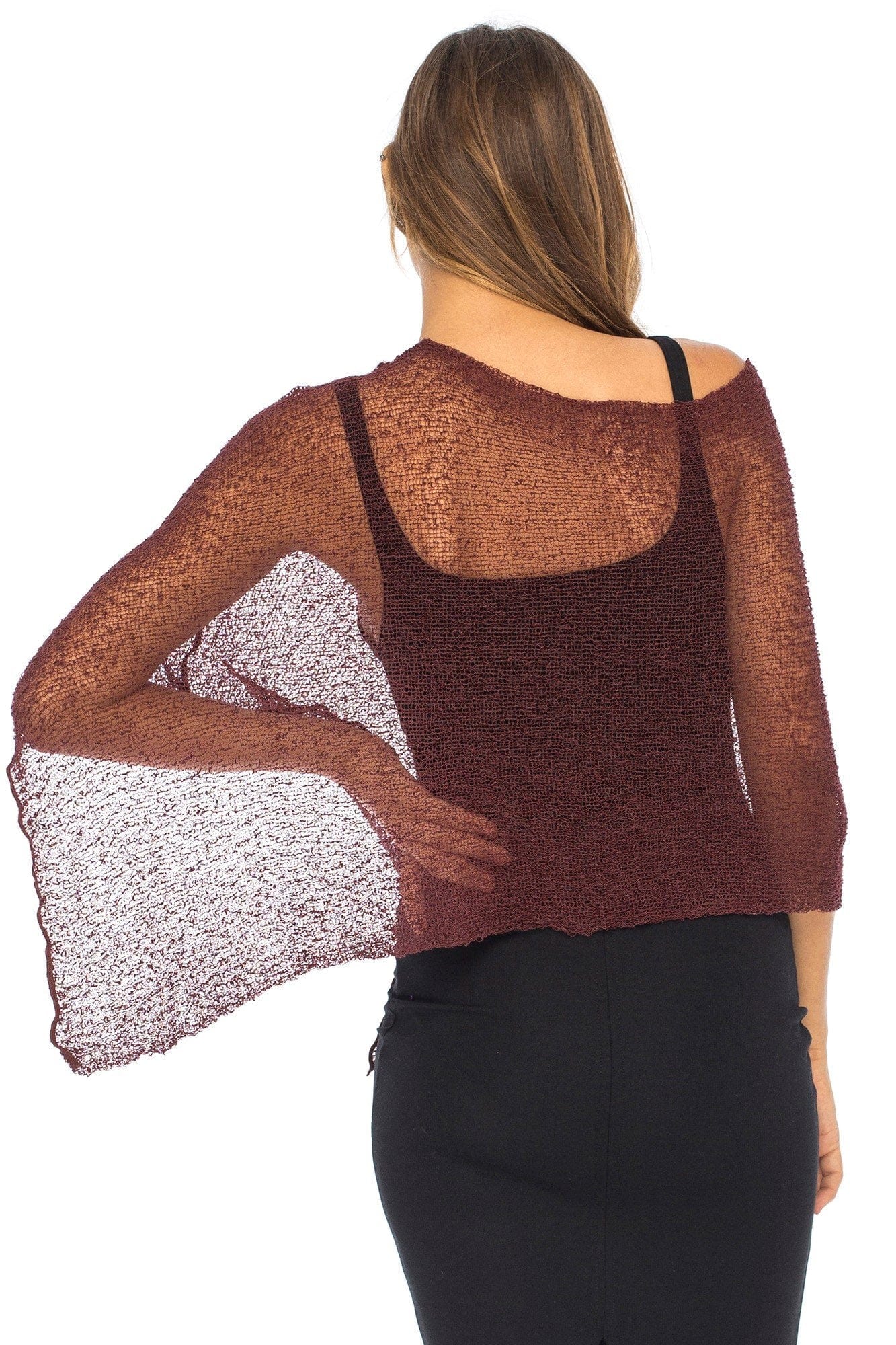 Back From Bali Womens Sheer Poncho Shrug Bolero, Lightweight Summer Shrug Pullover Sweater The Nichole Collection