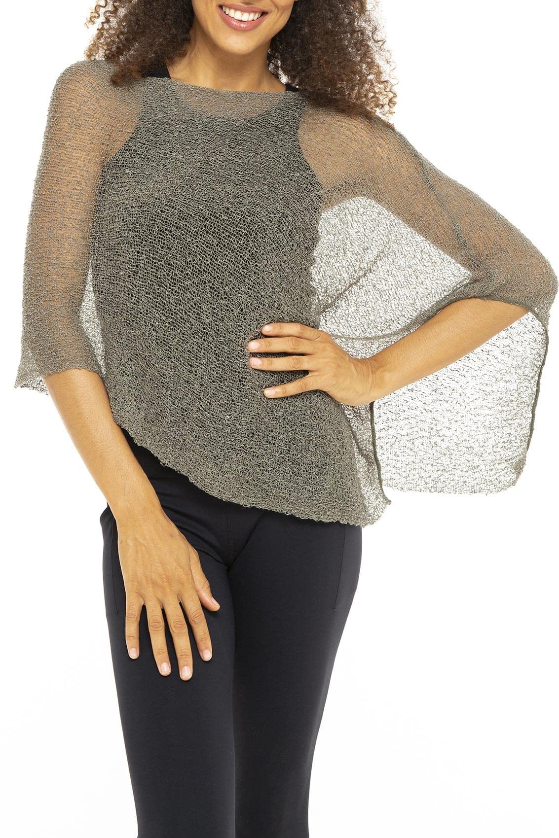 Back From Bali Womens Sheer Poncho Shrug Bolero, Lightweight Summer Shrug Pullover Sweater Olive The Nichole Collection