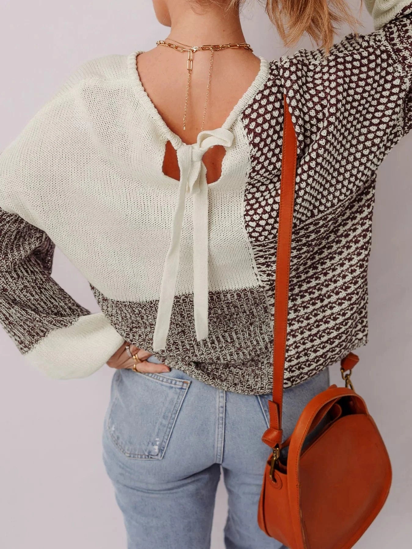 Back Tie Color Block Sweater Sweaters The Nichole Collection