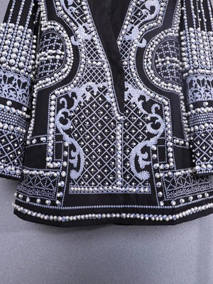 Pearl-Embellished One-Button Blazer The Nichole Collection