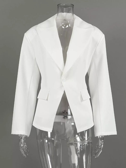 Padded Shoulder One Button Power Blazer | The Nichole Collection