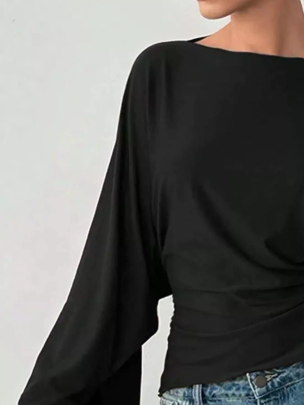 BOAT-NECK SLIT BATWING TOP The Nichole Collection - Official Site