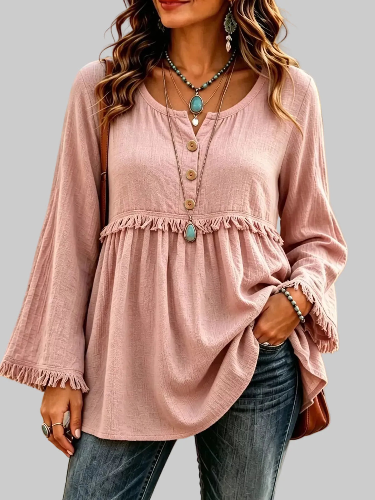 BUTTON-DOWN FRINGE BLOUSE The Nichole Collection - Official Site