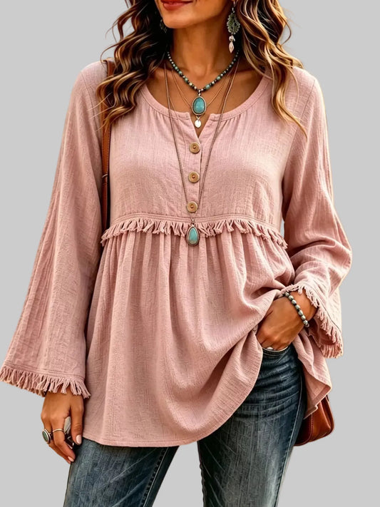 BUTTON-DOWN FRINGE BLOUSE The Nichole Collection - Official Site