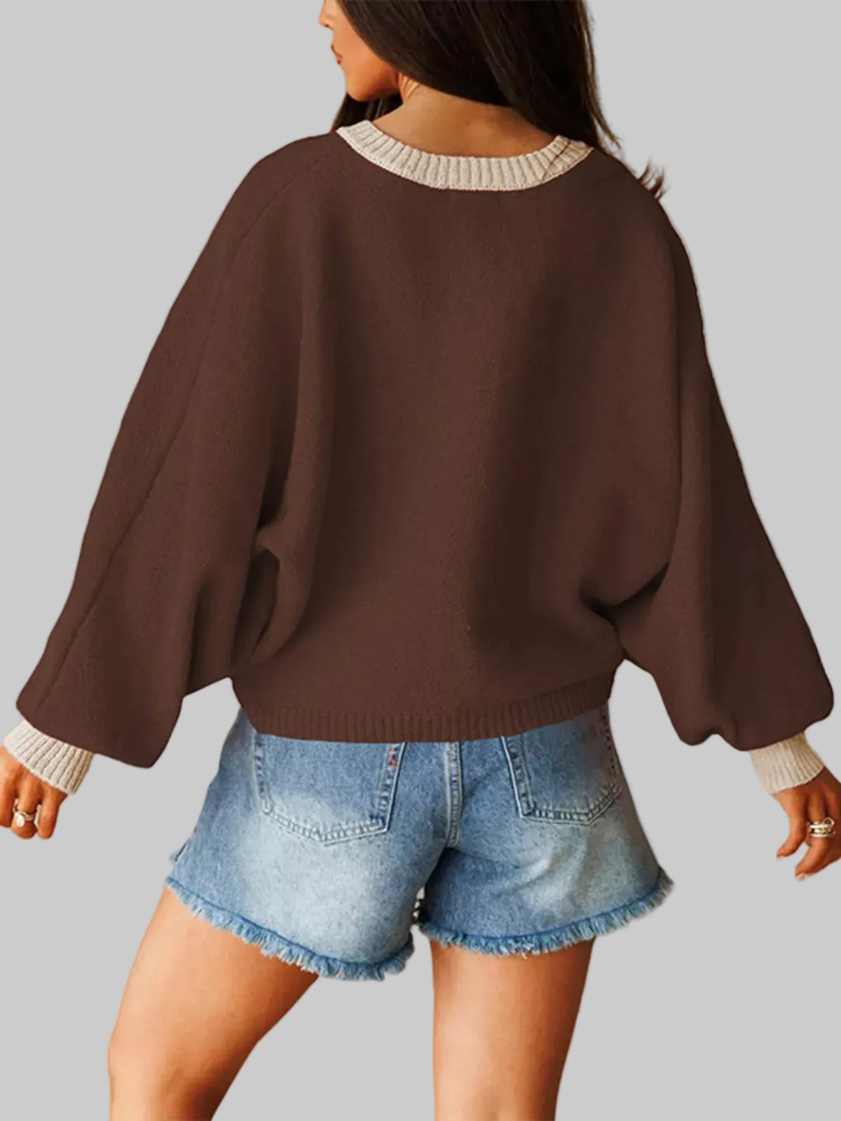 CONTRAST-TRIM BUTTONED KNIT CARDIGAN The Nichole Collection - Official Site