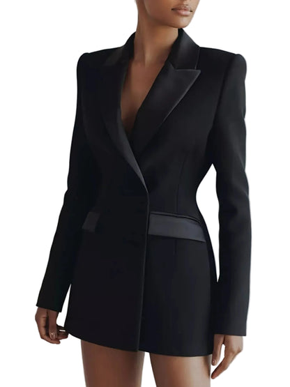 SATIN LAPEL DOUBLE-BREASTED BLAZER The Nichole Collection - Official Site