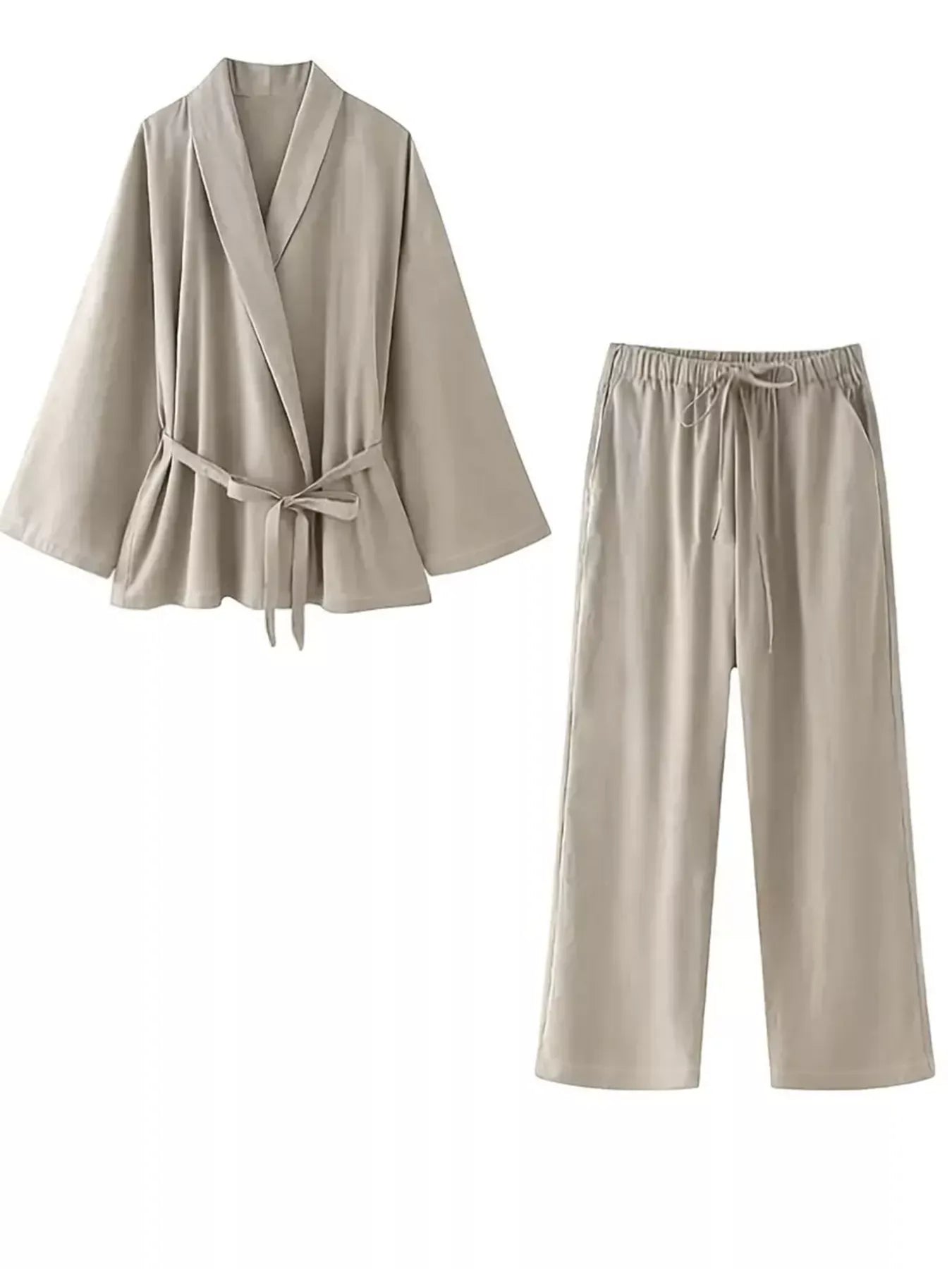 Belted Long Sleeve Blazer and Pants Set Women's Sets The Nichole Collection