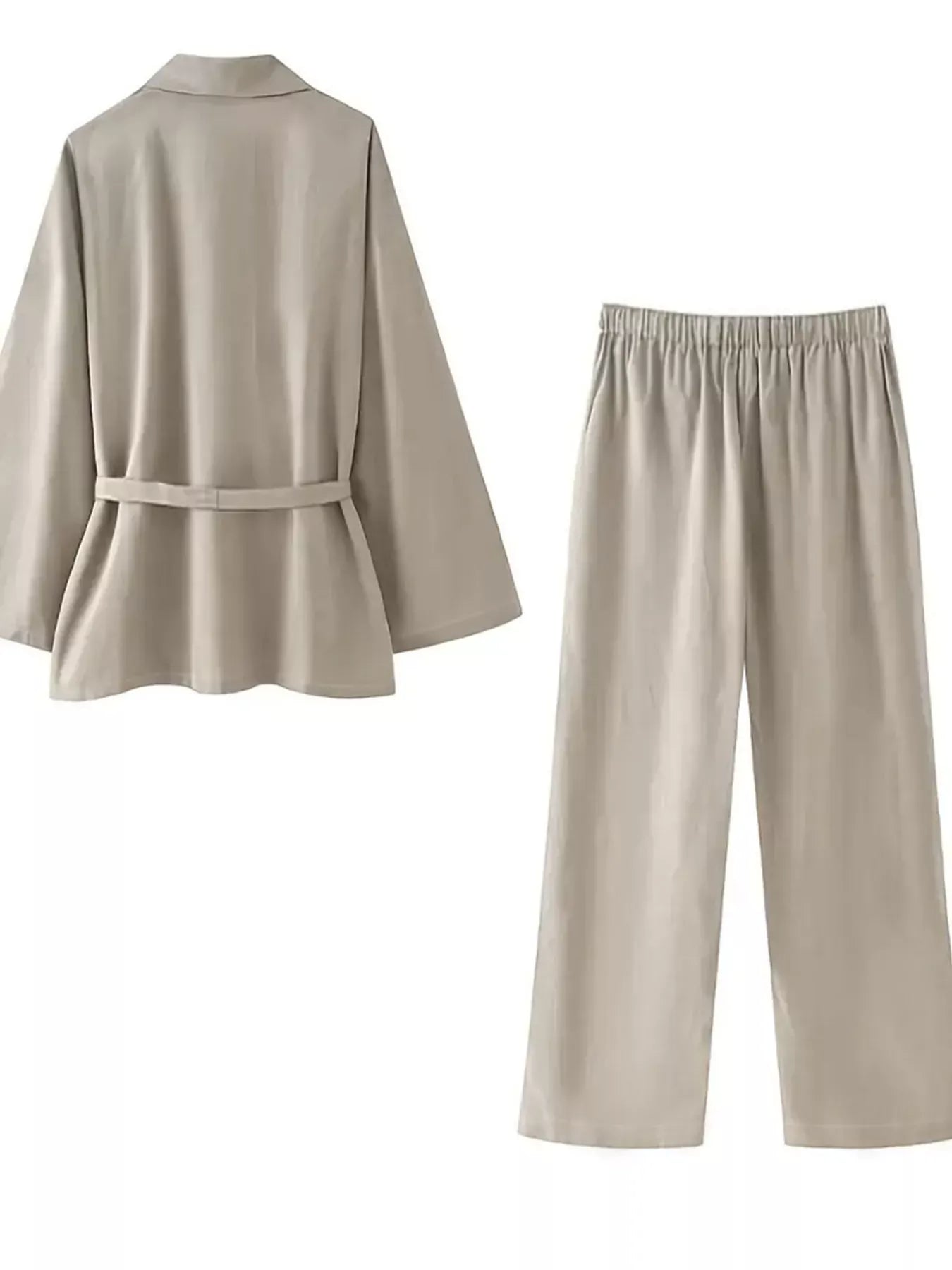 Belted Long Sleeve Blazer and Pants Set Women's Sets The Nichole Collection