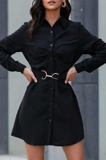Belted Mini Shirt Dress Dresses The Nichole Collection