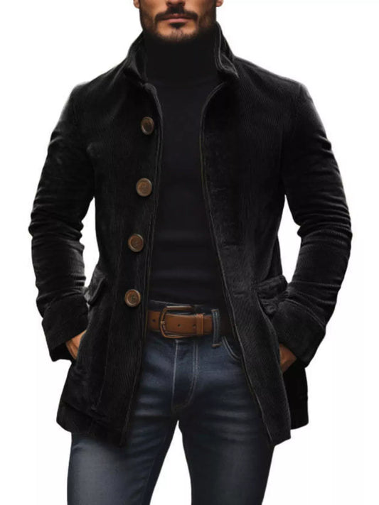 Men's Vintage Single-Breasted Stand-Collar Coat Jonathan M Collection