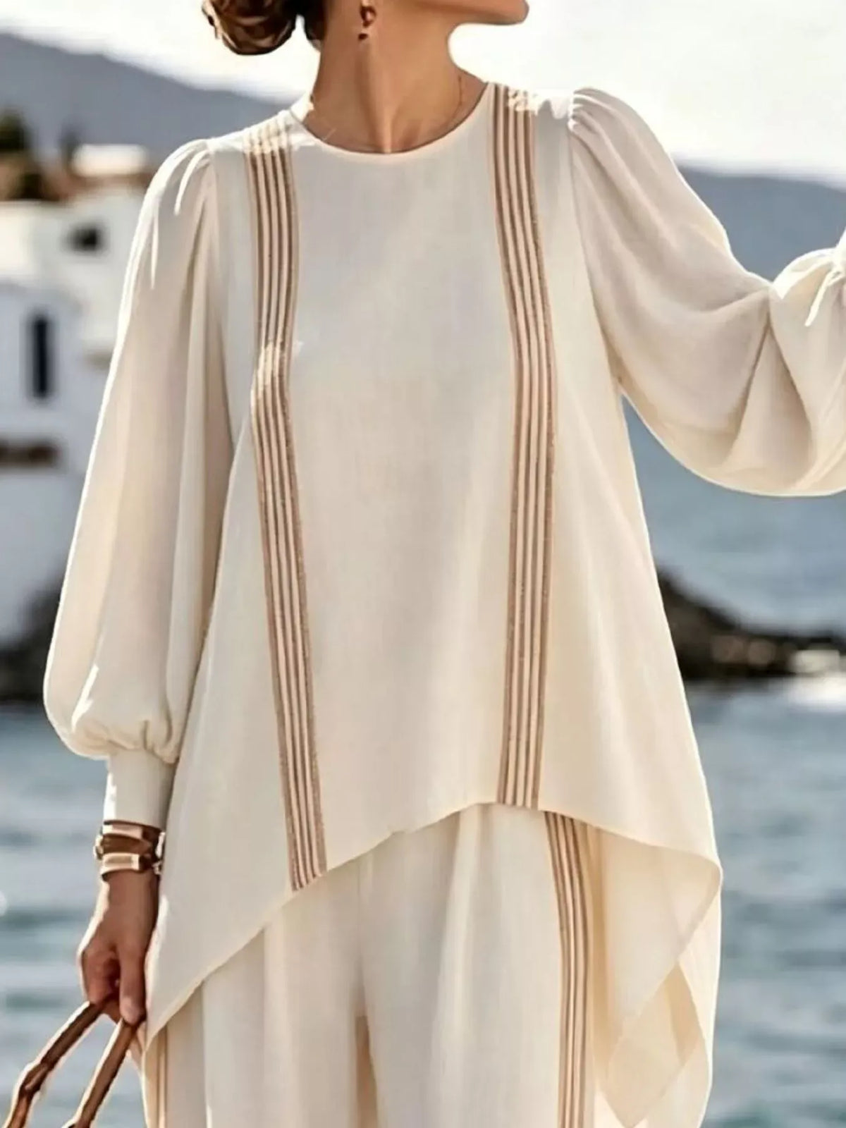Striped Round-Neck Top & Pants Set The Nichole Collection - Official Site