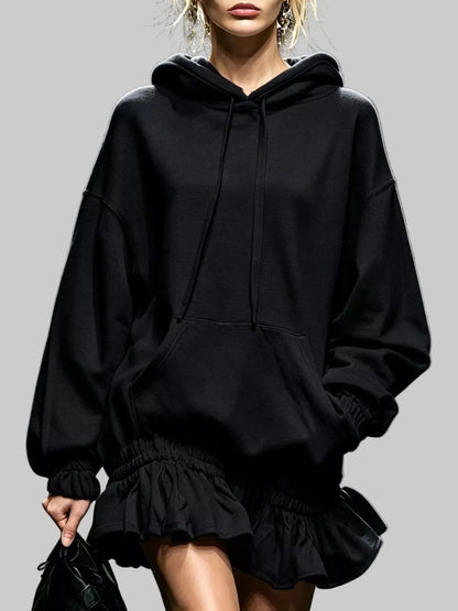 HOODED SWEATSHIRT RUFFLED MINI DRESS The Nichole Collection - Official Site