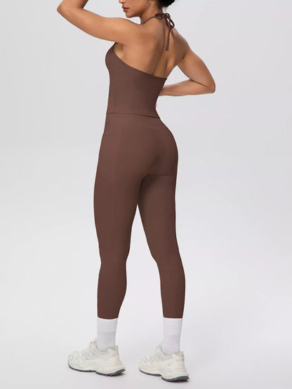 Halter-Neck Cami and High-Waisted Leggings Active Set The Nichole Collection - Official Site