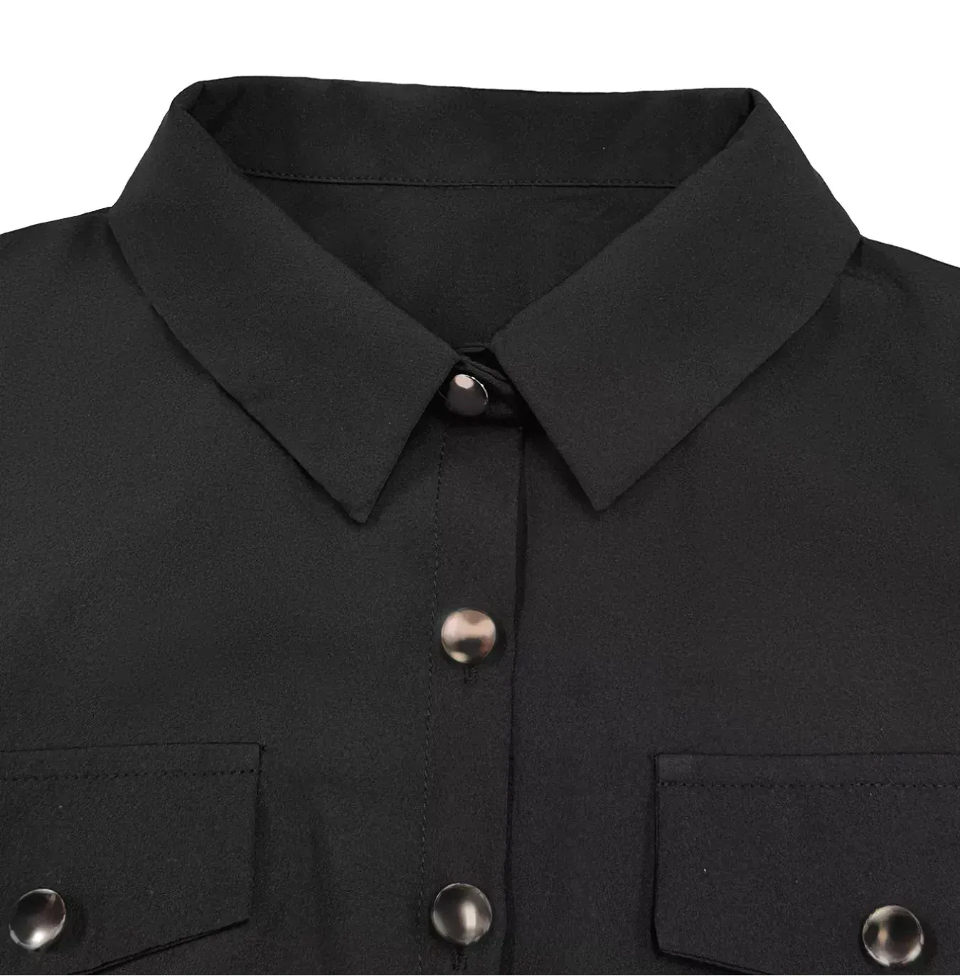 Black Button-Front Maxi Shirt Dress with Long Sleeves Dresses The Nichole Collection