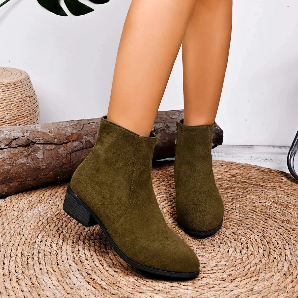 Block Heels Chelsea Boots Army Green / 36 The Nichole Collection