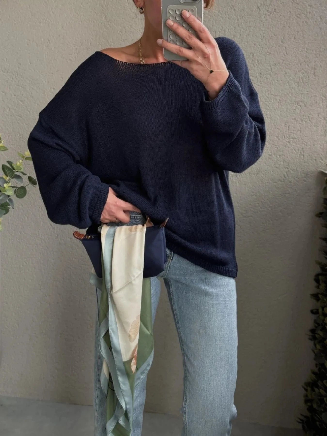 Boat Neck Drop Shoulder Sweater The Nichole Collection